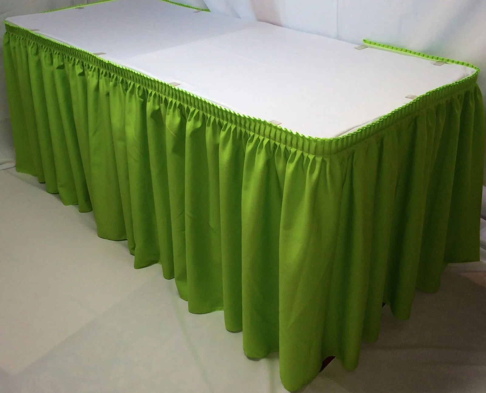 14' Polyester Pleated Table Skirt Skirting Trade Show Wedding Apple Green"