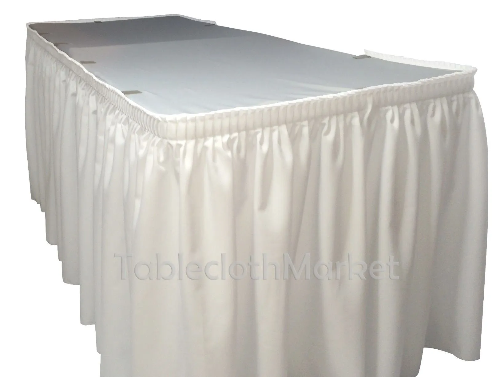 14' White Polyester Pleated Table Skirt Skirting  Wedding Trade Show Booth"