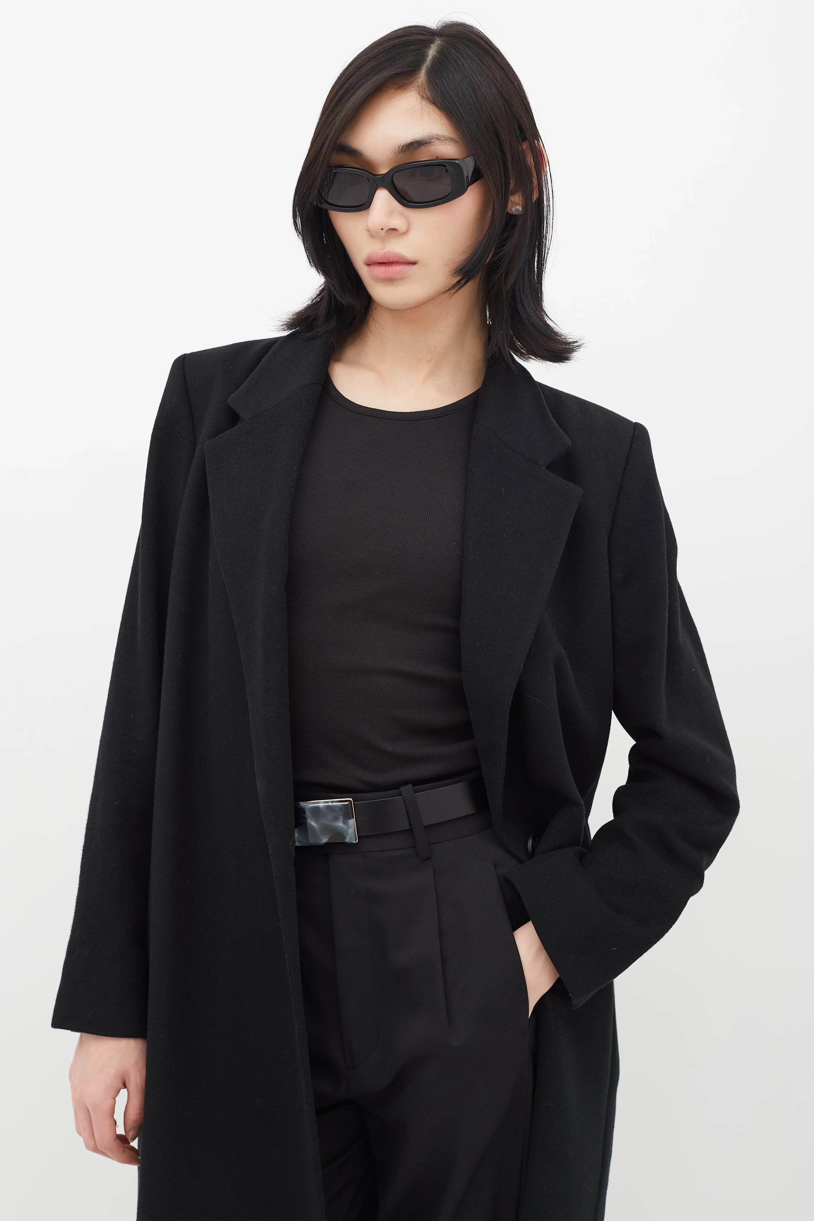 1990s Black Wool Long Coat