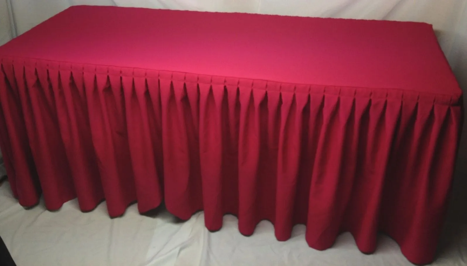 4' Fitted Polyester Double Pleated Table Skirt Cover W/top Topper Hot Pink"