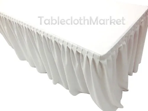 4' Fitted Table Skirting Cover W/ Top Topper Single Pleated Wedding White"