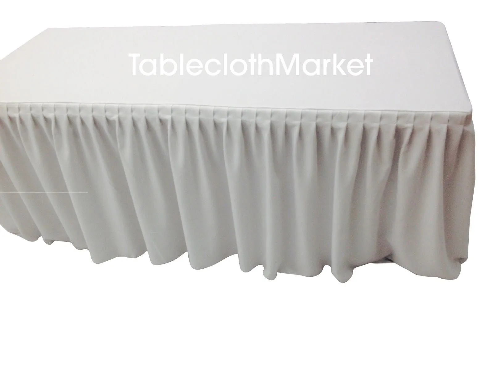 5' Fitted Single Pleated Table Skirting Cover W/ Top Topper Table Cover - White"