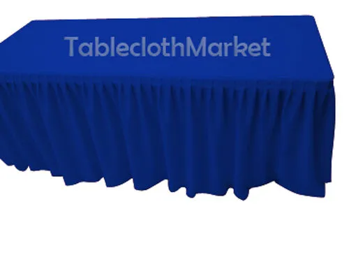 8' Fitted Table Skirting Cover W/top Topper Single Pleated Trade Show Royal Blue"