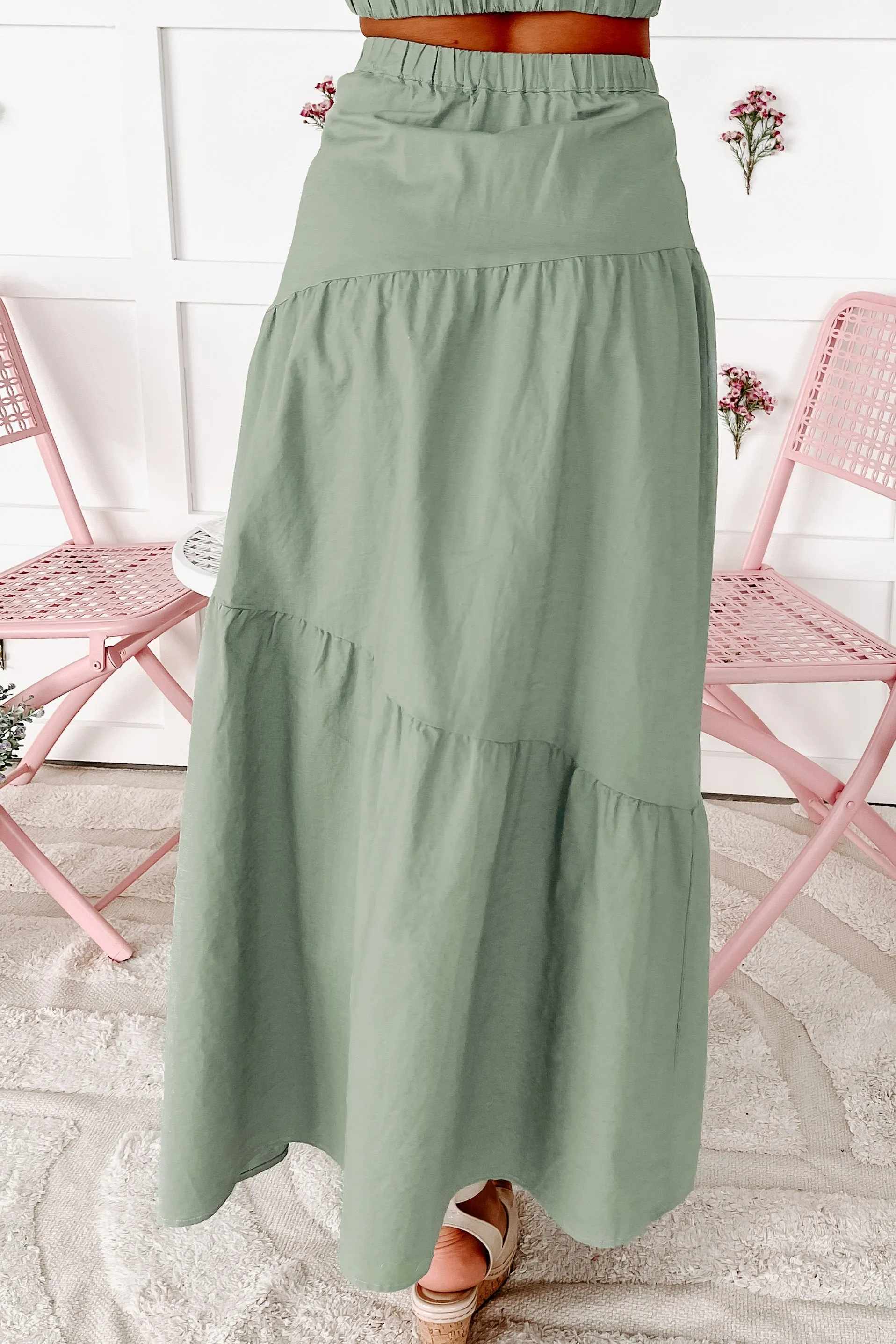 Admiring You Tiered Maxi Skirt (Sage)