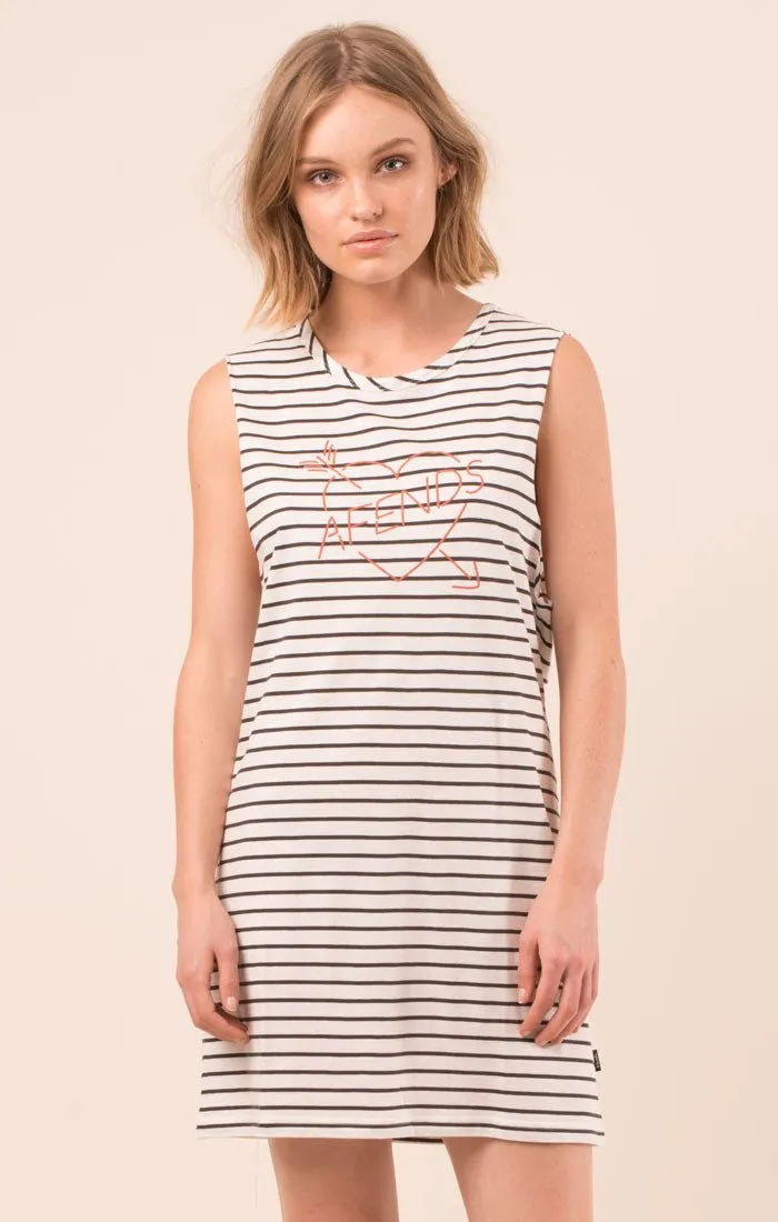 Afends Womens Stripe Love - Logo Bandcut Dress