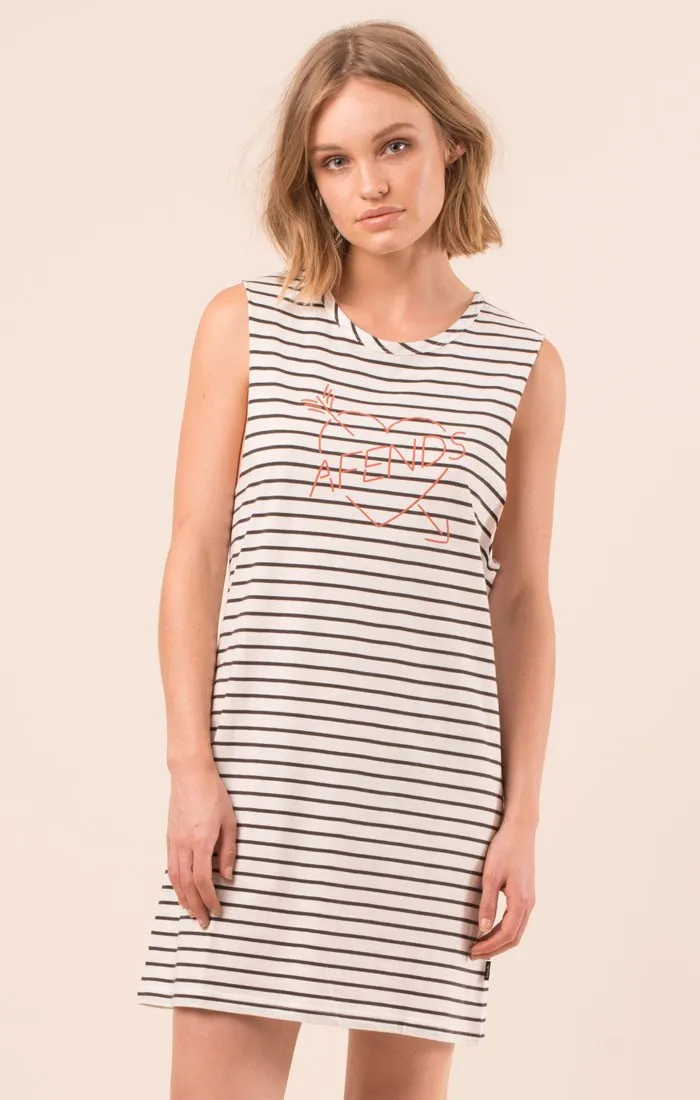 Afends Womens Stripe Love - Logo Bandcut Dress