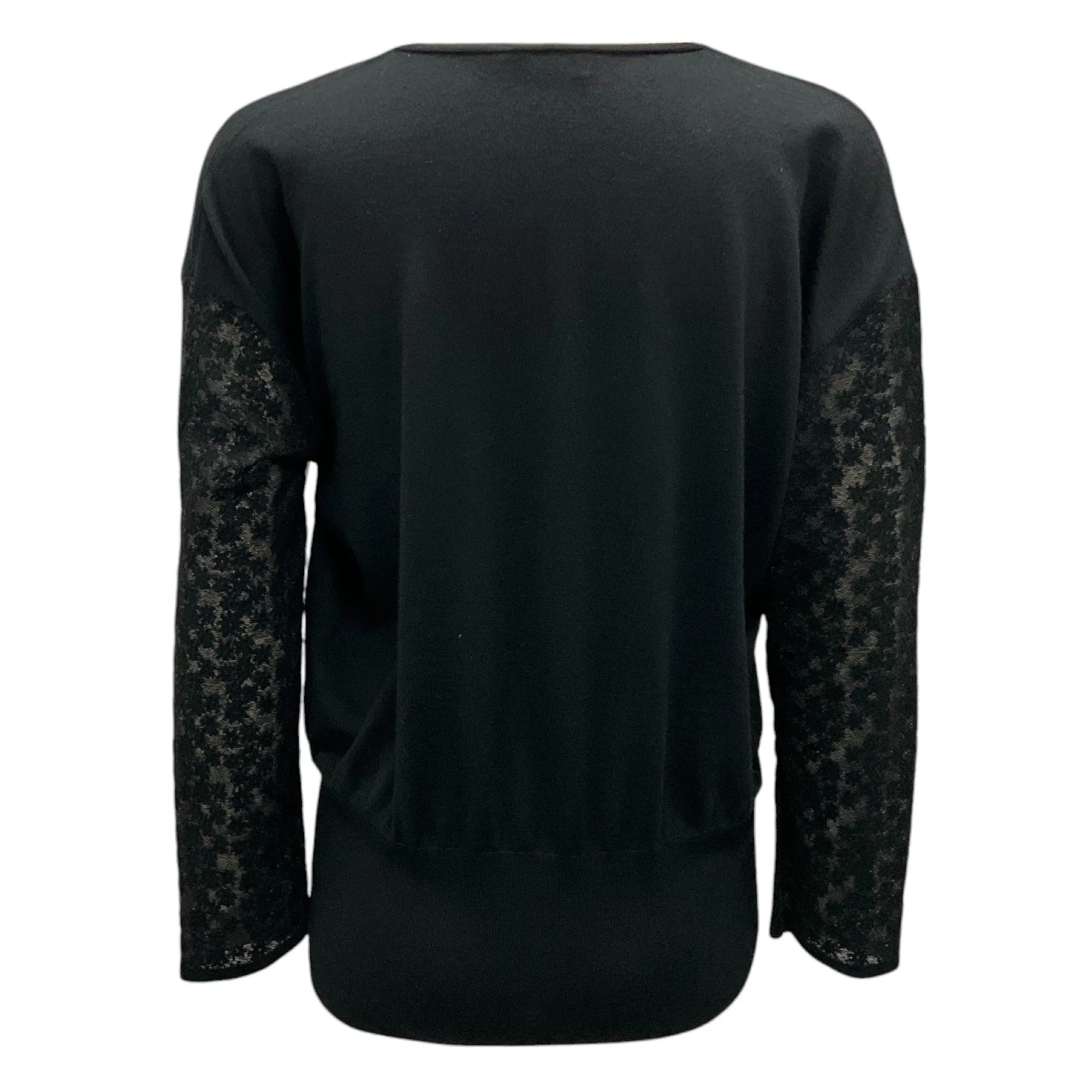 Akris Black Lace Sleeve Wool Knit Sweater