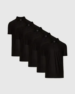 All Black Active Polo Short Sleeve 5-Pack