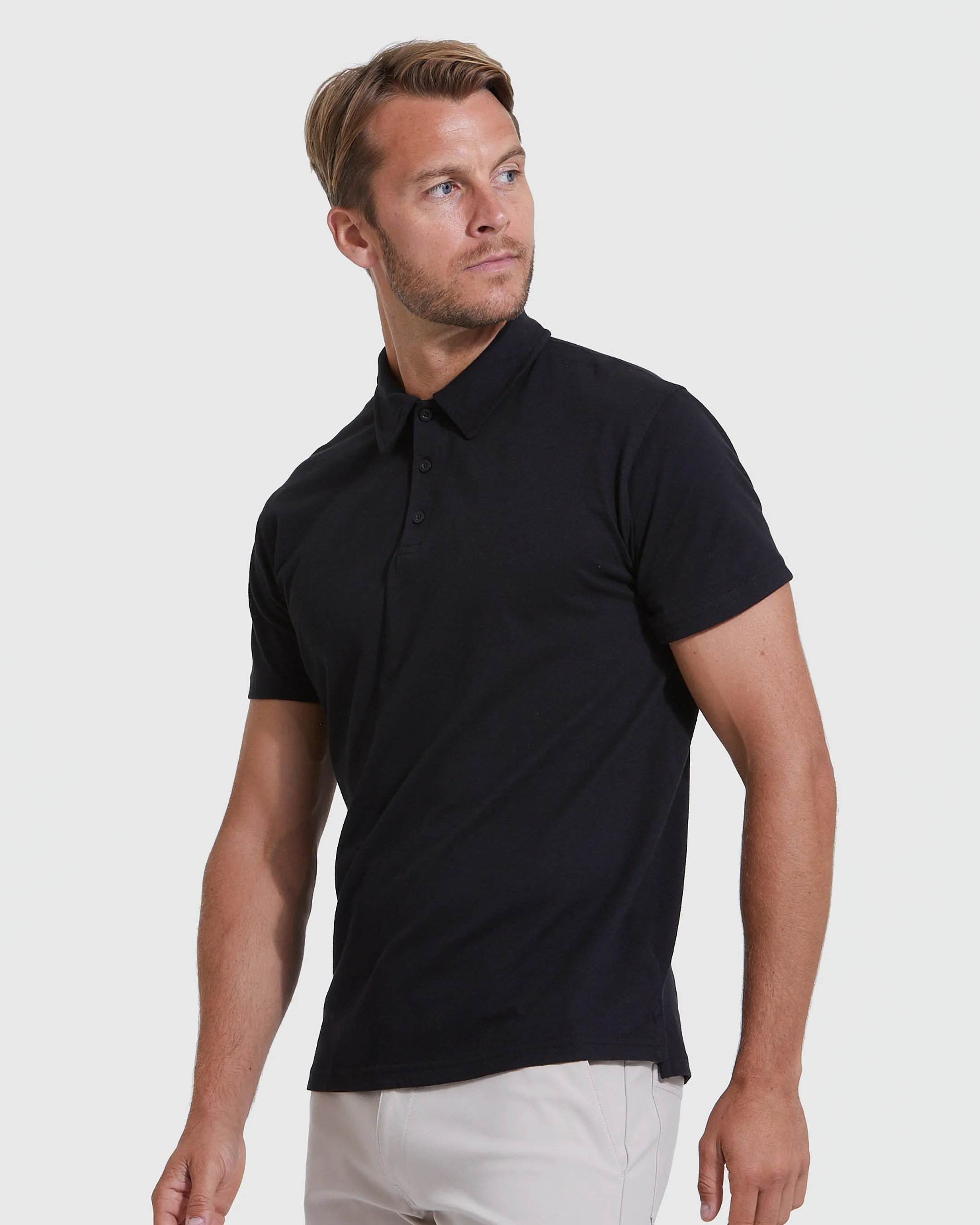 All Black Short Sleeve Polo 3-Pack