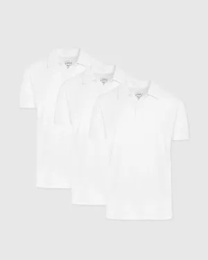 All White Short Sleeve Polo 3-Pack