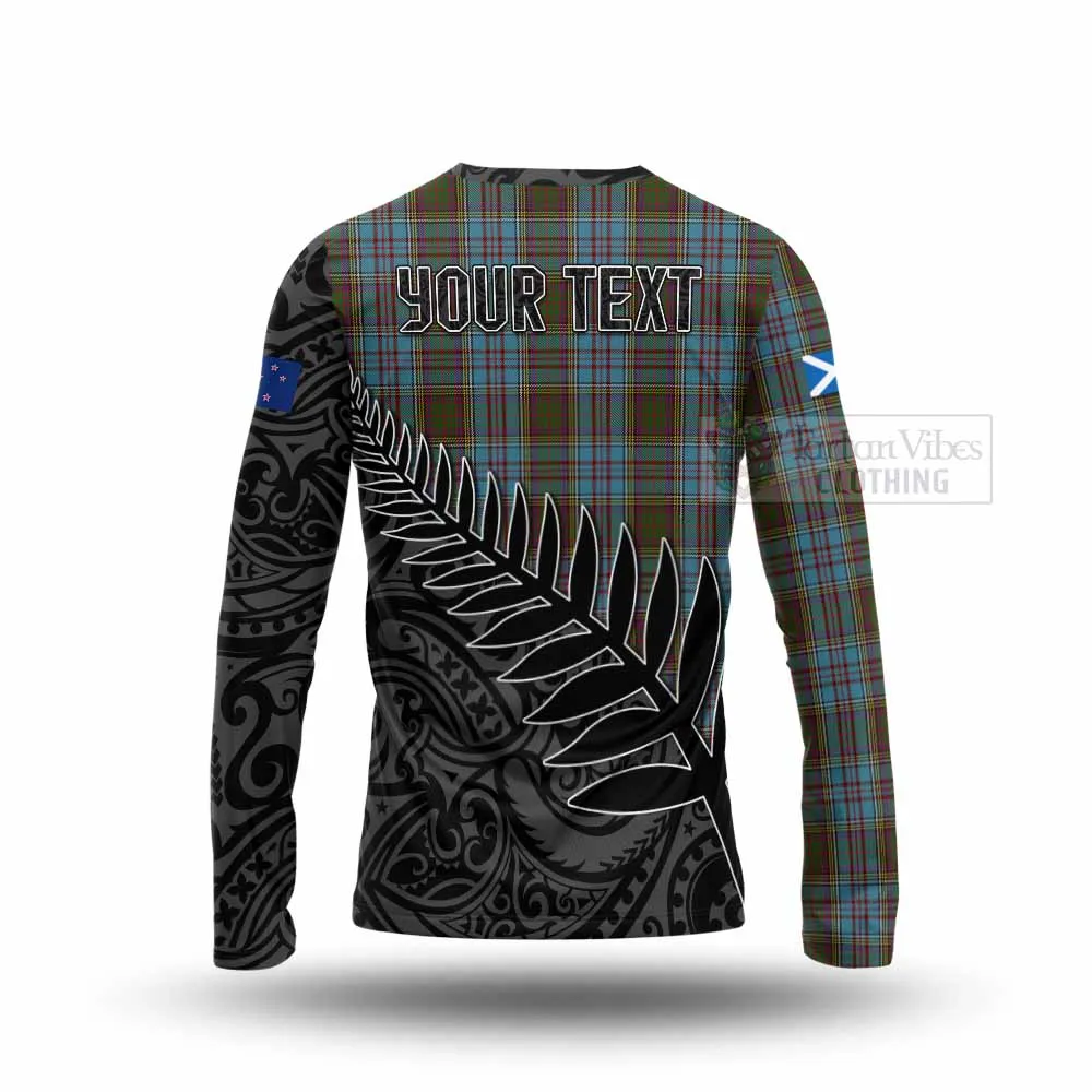 Anderson Crest Tartan Long Sleeve T-Shirt with New Zealand Silver Fern Half Style