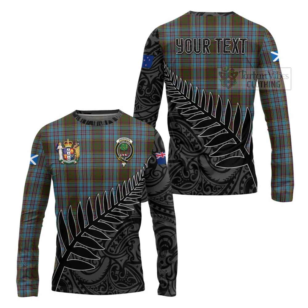 Anderson Crest Tartan Long Sleeve T-Shirt with New Zealand Silver Fern Half Style