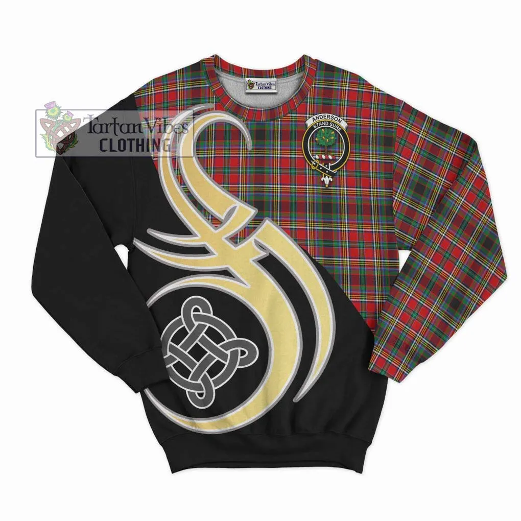 Anderson of Arbrake Tartan Sweatshirt with Family Crest and Celtic Symbol Style