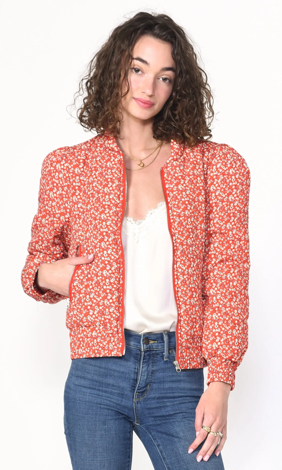 Aniston Ditsy Floral Padded Bomber Jacket