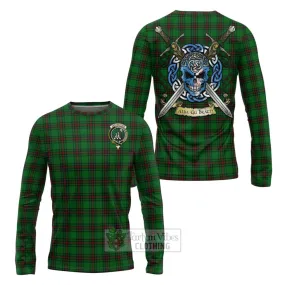 Anstruther Tartan Long Sleeve T-Shirt with Family Crest Celtic Skull Style