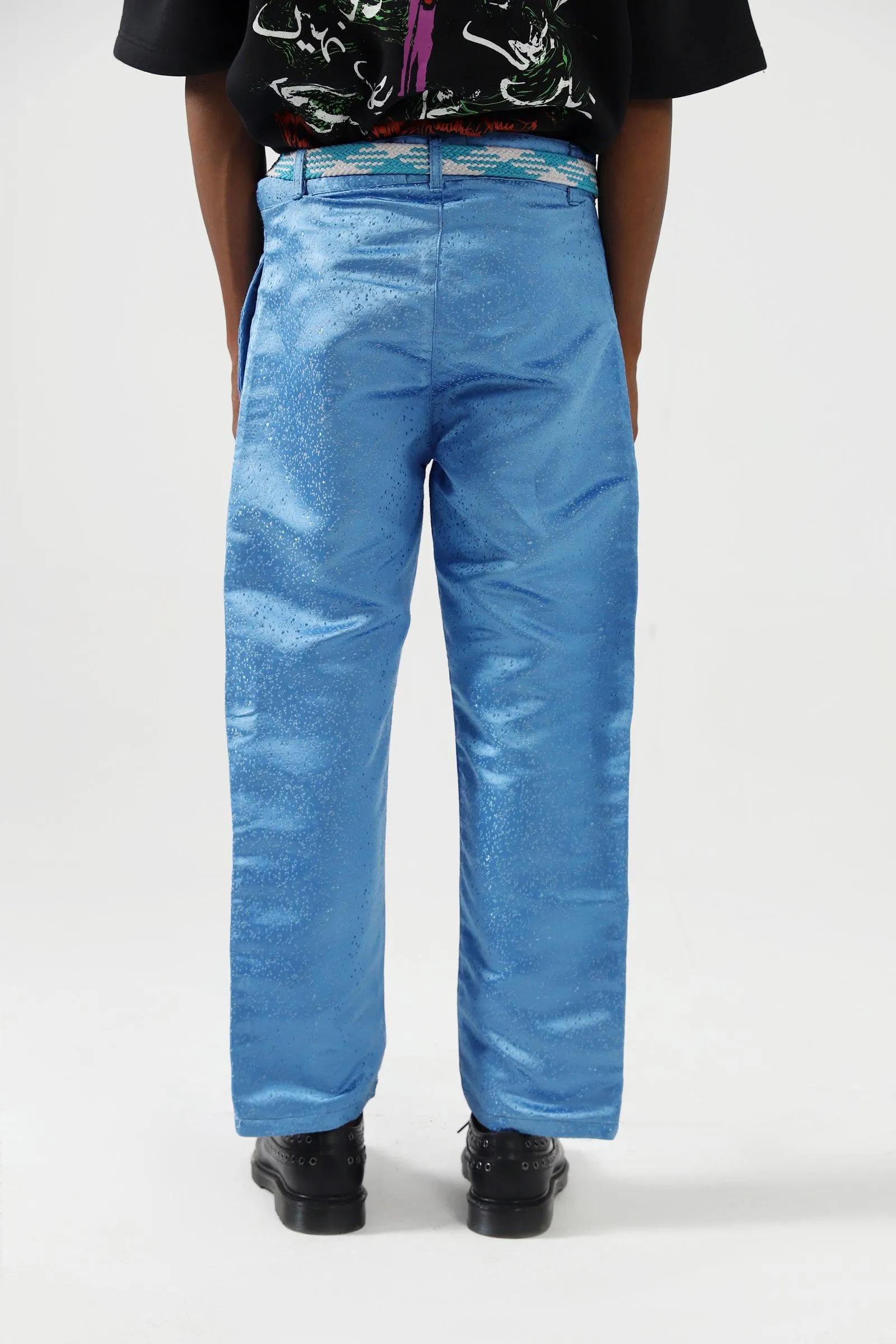 AQUA BLUE SILK PANTS