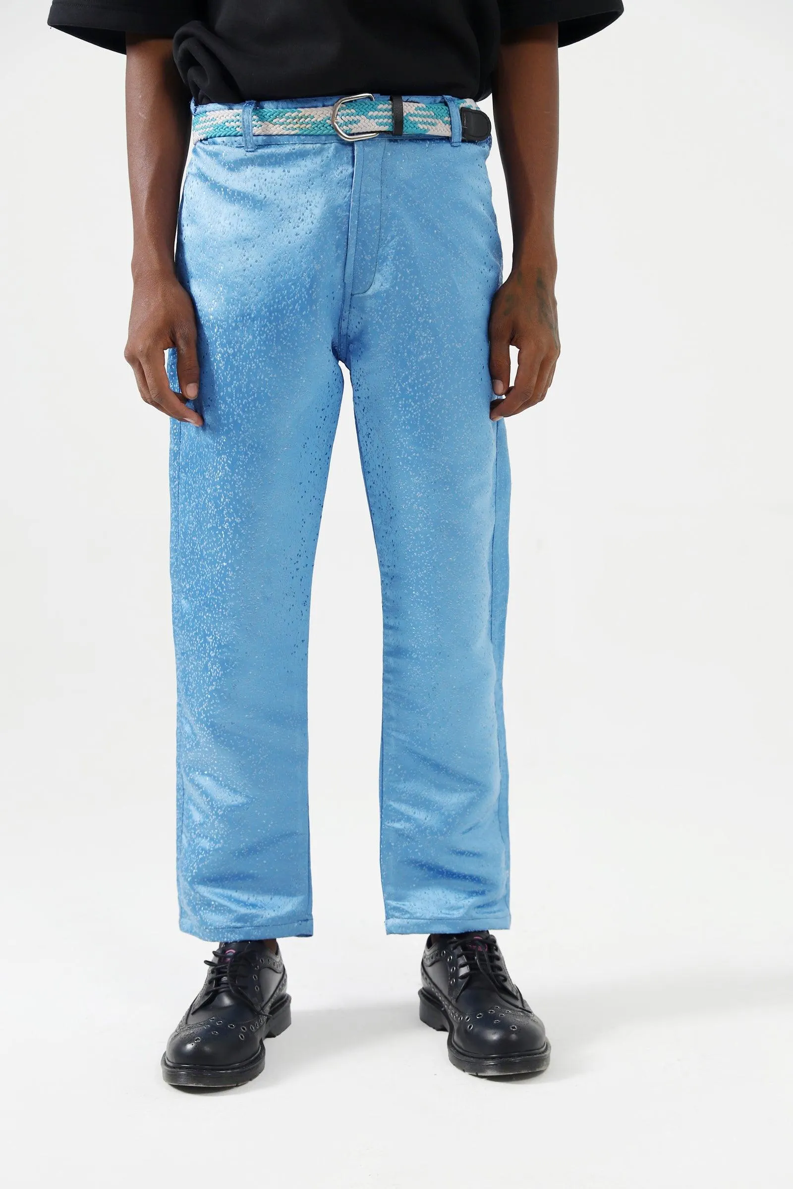 AQUA BLUE SILK PANTS