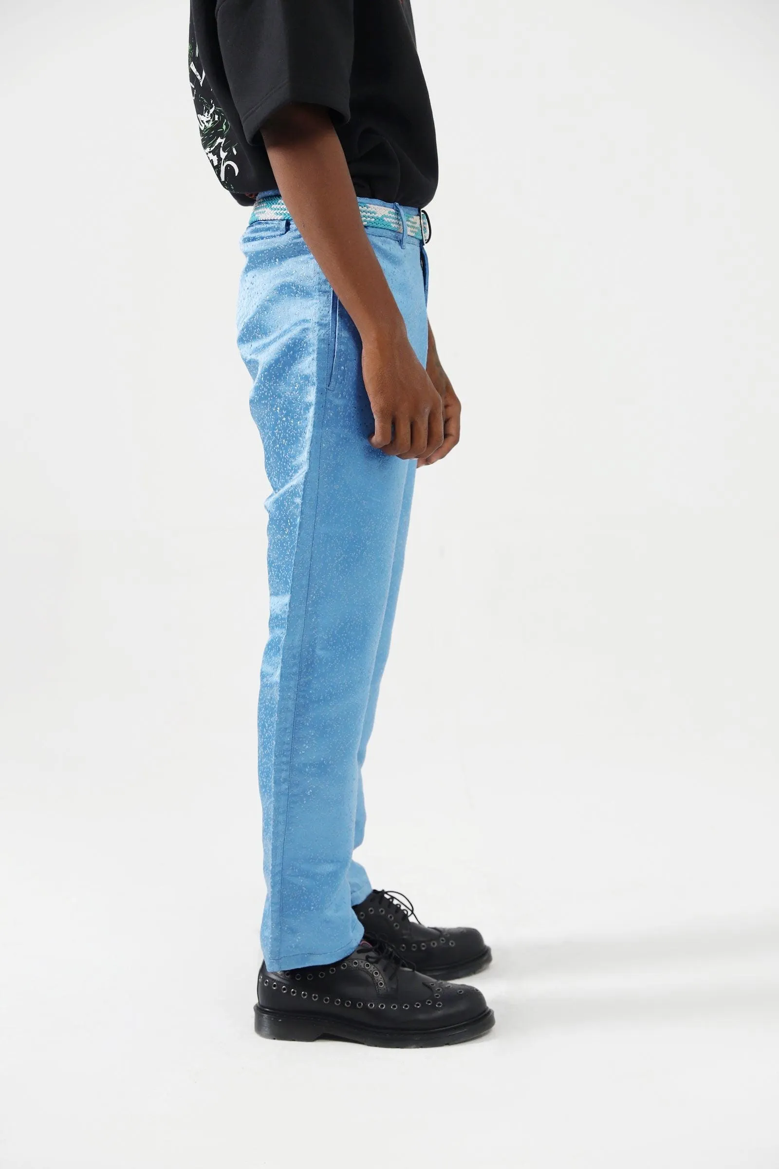 AQUA BLUE SILK PANTS