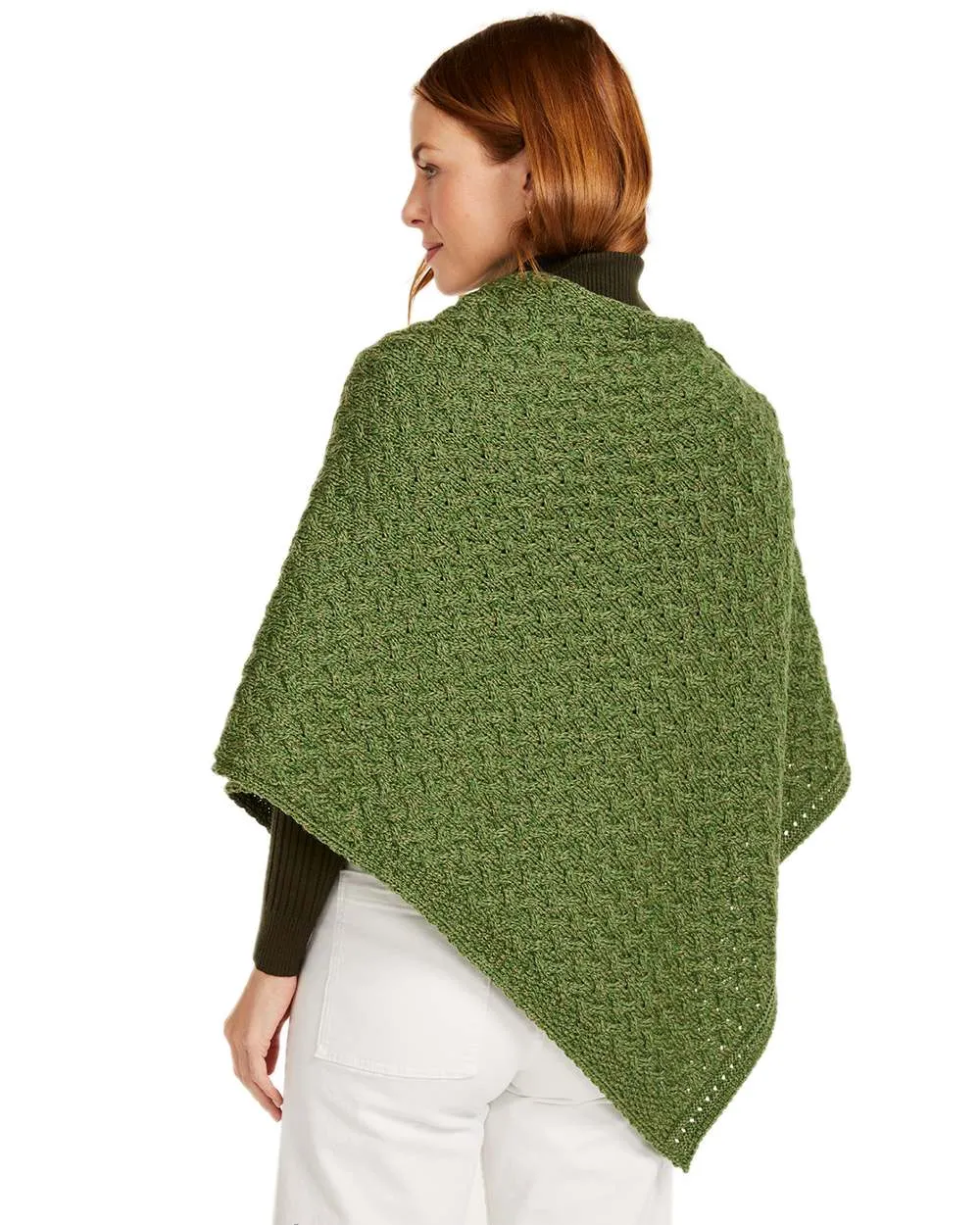 Aran Merino Wool Knit Button Poncho