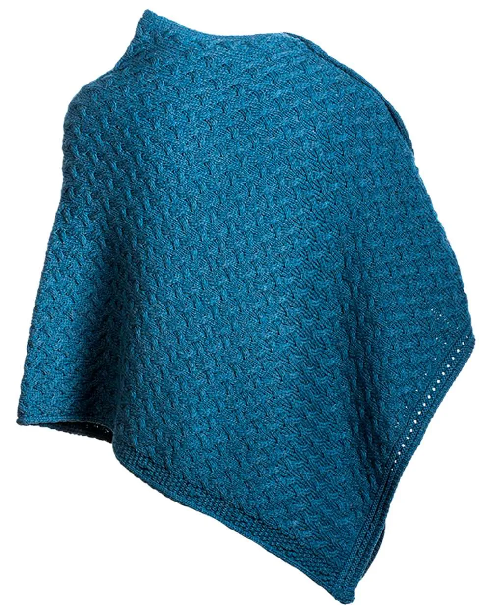 Aran Merino Wool Knit Button Poncho