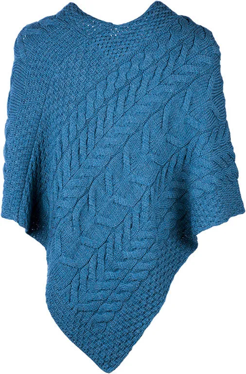 Aran Merino Wool Knit Poncho