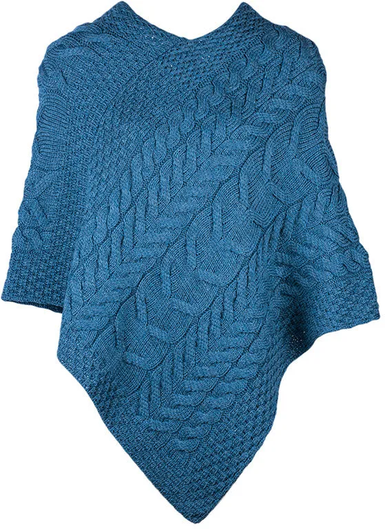 Aran Merino Wool Knit Poncho