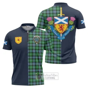 Arbuthnot Ancient Tartan Zipper Polo Shirt Alba with Scottish Lion Royal Arm Half Style