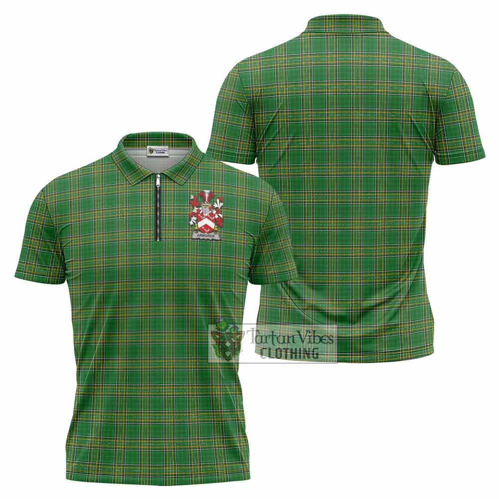 Armorer Irish Clan Tartan Zipper Polo Shirt with Coat of Arms