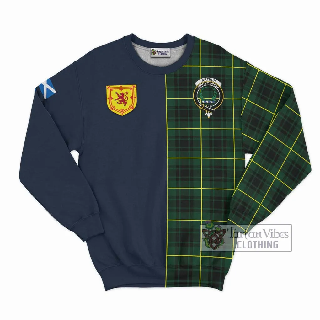 Arthur Modern Tartan Sweatshirt Alba with Scottish Lion Royal Arm Half Style