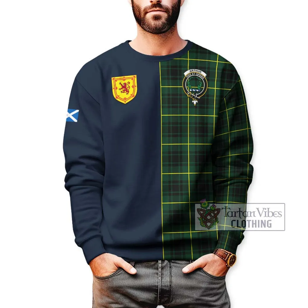 Arthur Modern Tartan Sweatshirt Alba with Scottish Lion Royal Arm Half Style