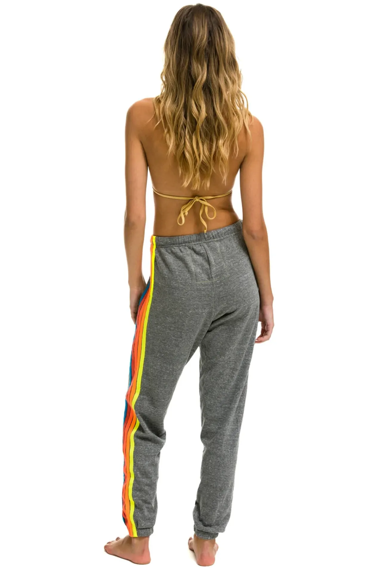 AVIATOR NATION 5 STRIPE SWEATPANTS - HEATHER GREY // NEON