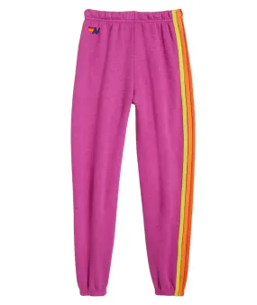 Aviator Nation Women 5 Stripe Sweatpants Magenta/Orange Yellow