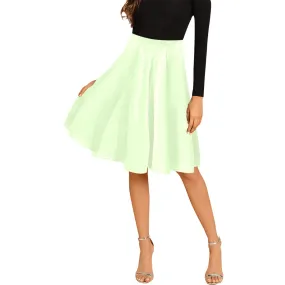 avocado spread solid print Melete Pleated Midi Skirt (Model D15)