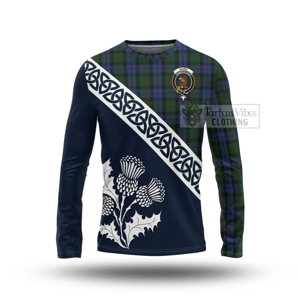 Baird Tartan Long Sleeve T-Shirt Featuring Thistle and Scotland Map