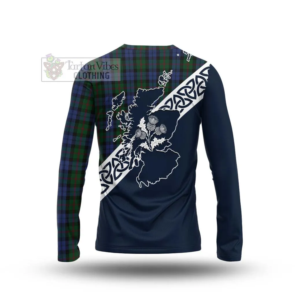 Baird Tartan Long Sleeve T-Shirt Featuring Thistle and Scotland Map