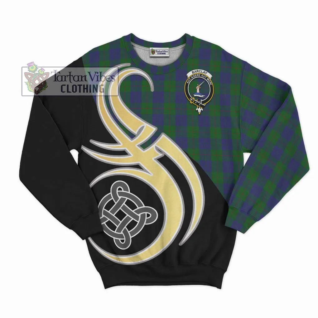 Barclay Tartan Sweatshirt with Family Crest and Celtic Symbol Style