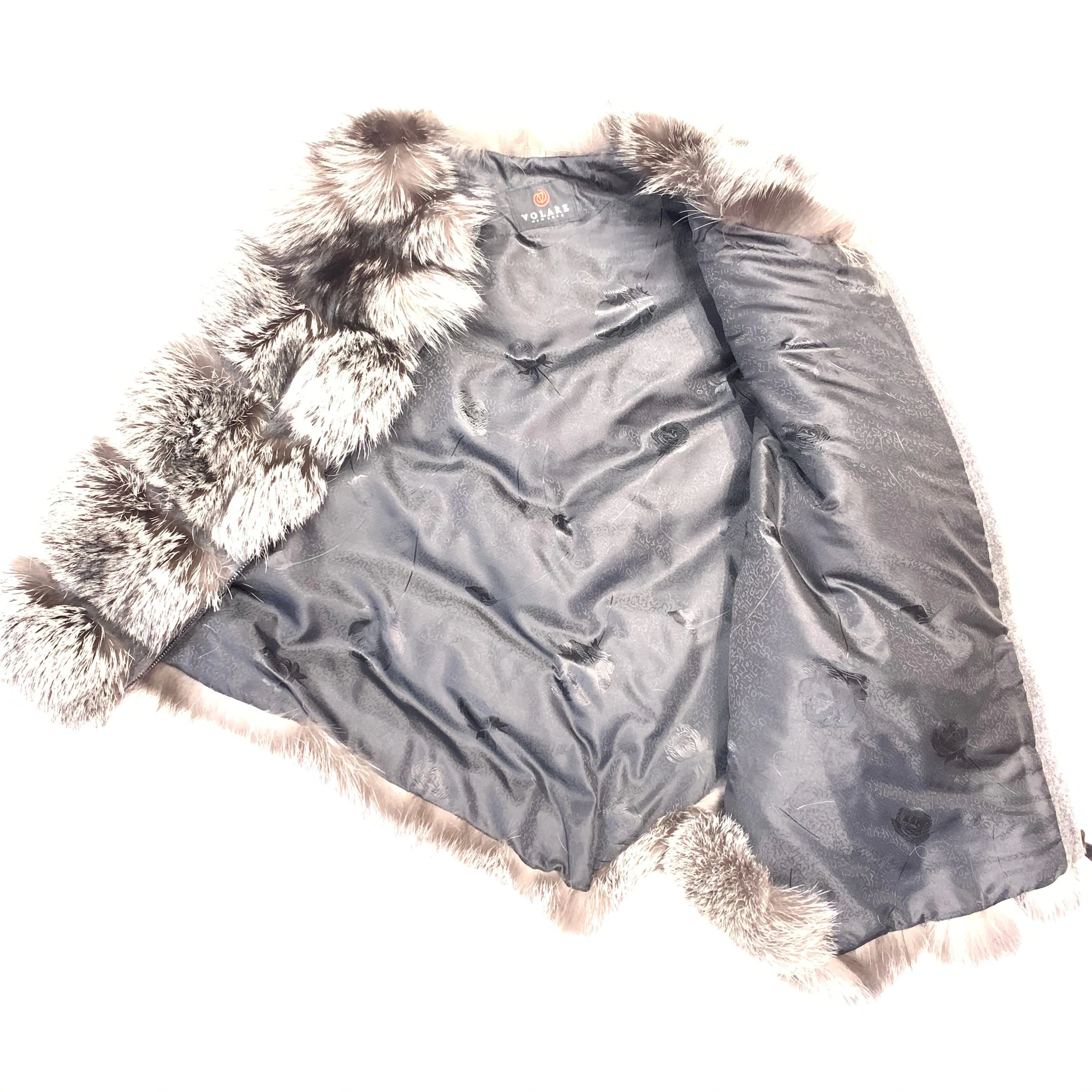 Barya NewYork Ladies Silver Fox Zipper  Poncho