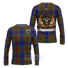 Beattie (Beatty) Tartan Long Sleeve T-Shirt with Family Crest and Bearded Skull Holding Bottles of Whiskey