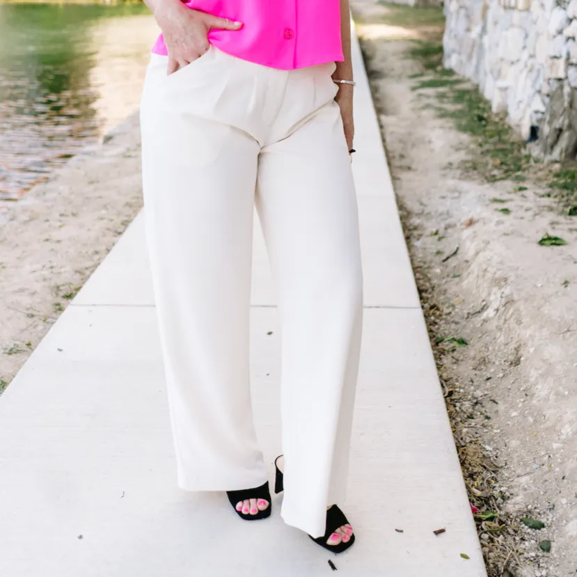 Beautiful Ways Pocketed Pintuck Wide Pants