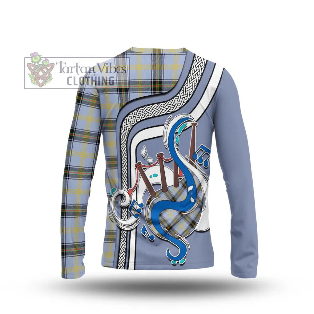 Bell Tartan Long Sleeve T-Shirt with Epic Bagpipe Style