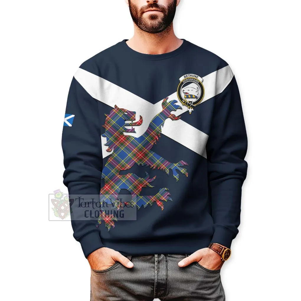 Bethune Tartan Lion Rampant Sweatshirt  Proudly Display Your Heritage with Alba Gu Brath and Clan Name