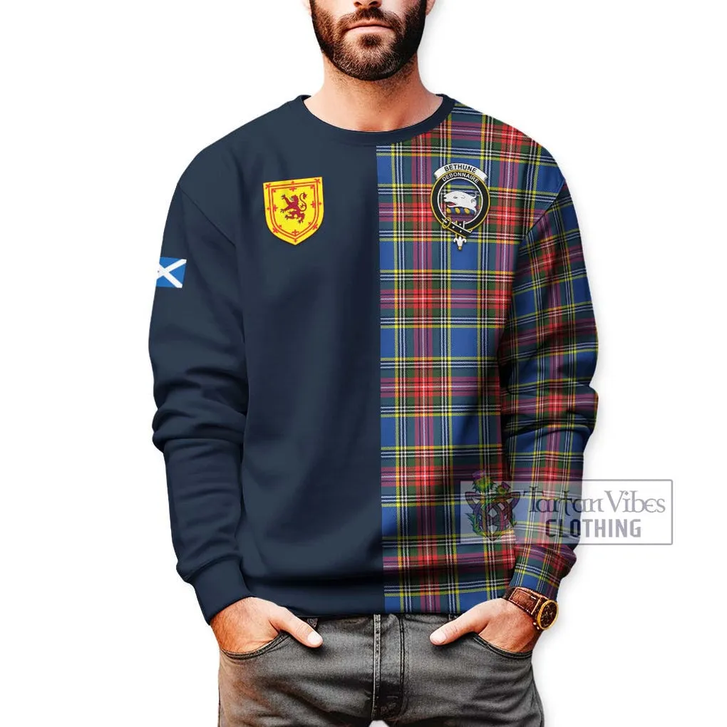 Bethune Tartan Sweatshirt Alba with Scottish Lion Royal Arm Half Style