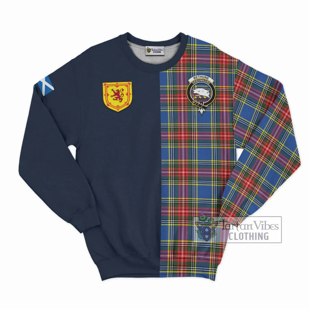 Bethune Tartan Sweatshirt Alba with Scottish Lion Royal Arm Half Style