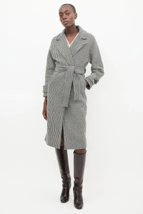 Black & Cream Wool Houndstooth Coat