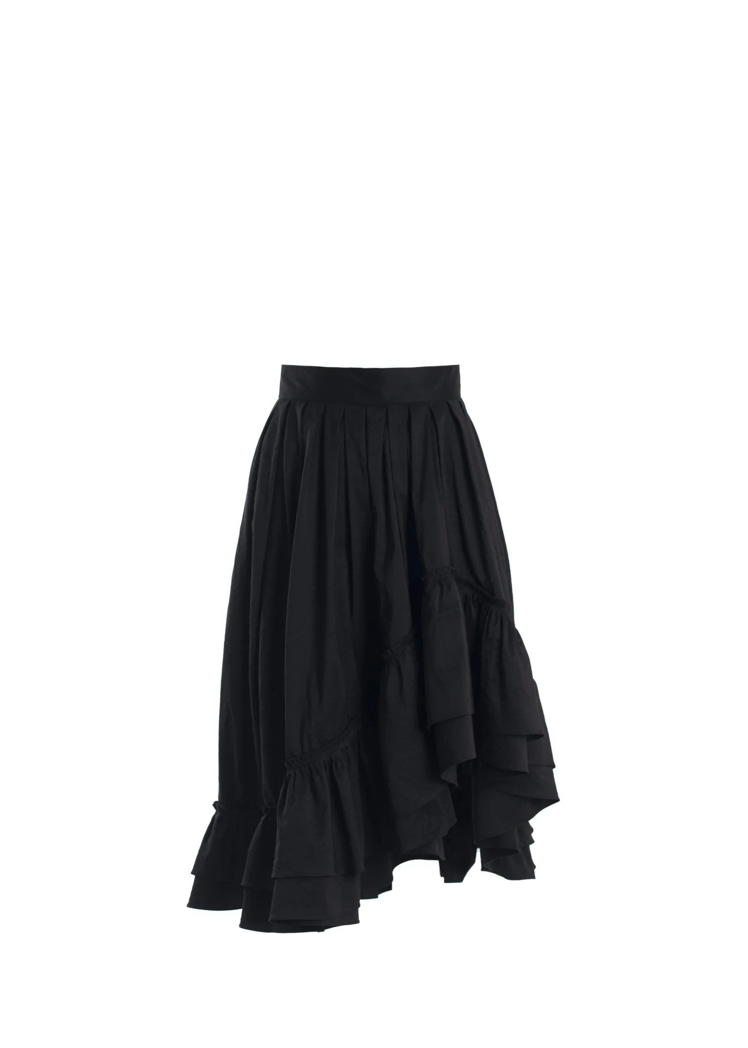 Black Ruffle Midi Skirt