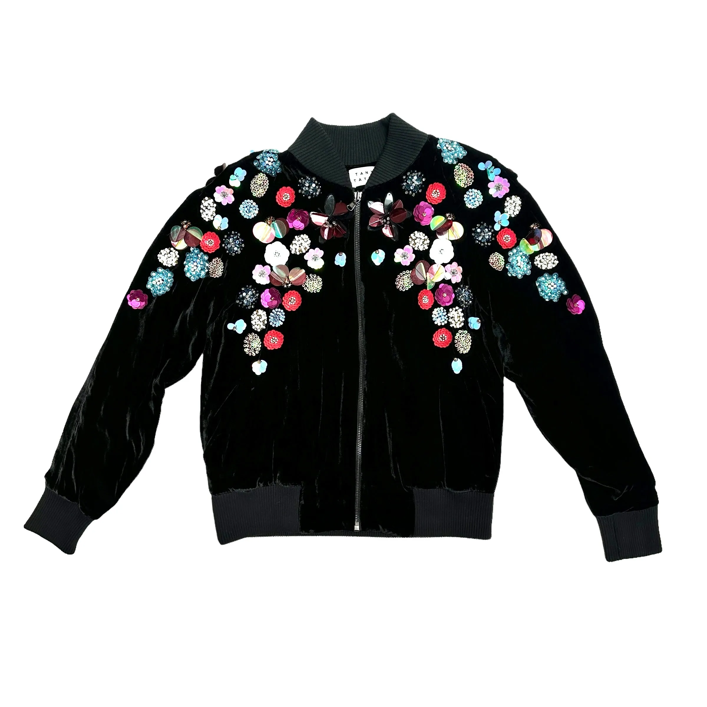 Black Velvet Bomber Jacket - M