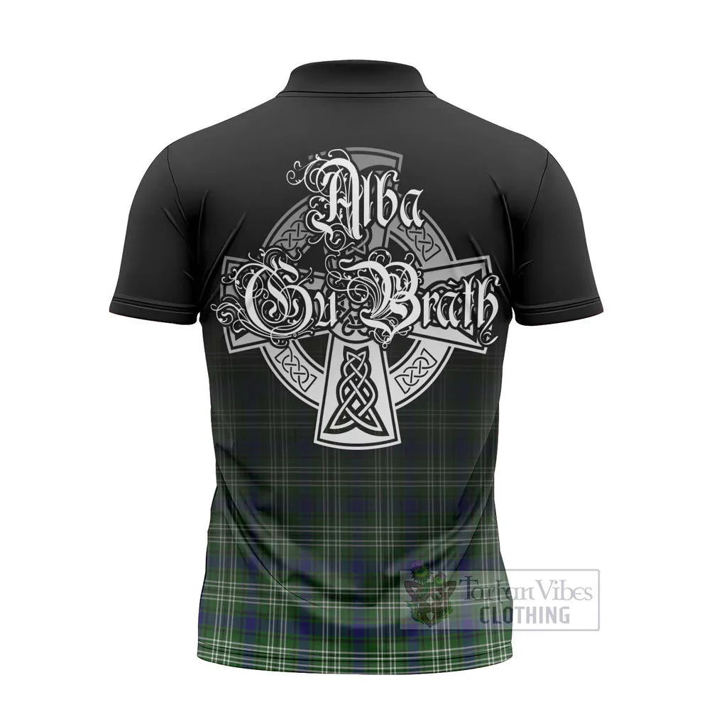 Blackadder Tartan Zipper Polo Shirt Featuring Alba Gu Brath Family Crest Celtic Inspired