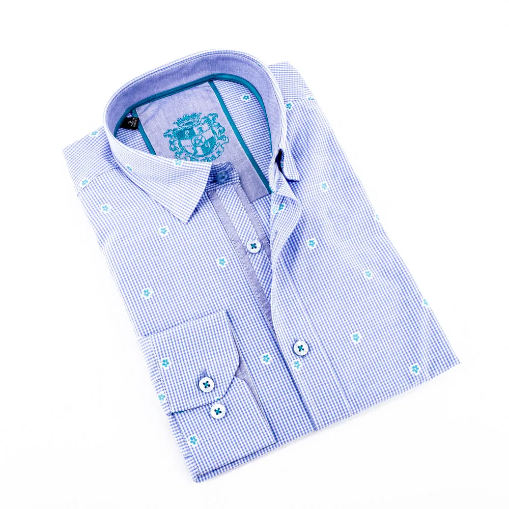 Blue Fill Coupe Shirt With Solid Trim