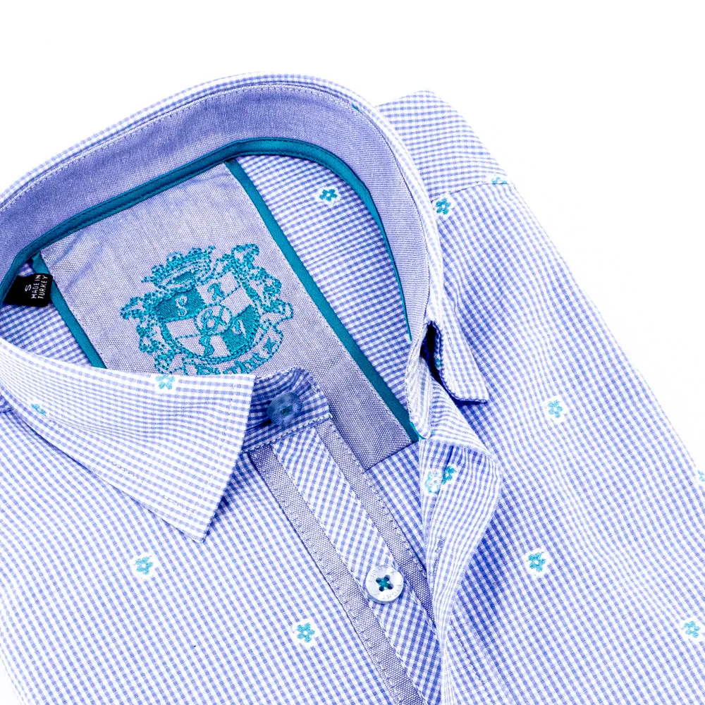 Blue Fill Coupe Shirt With Solid Trim