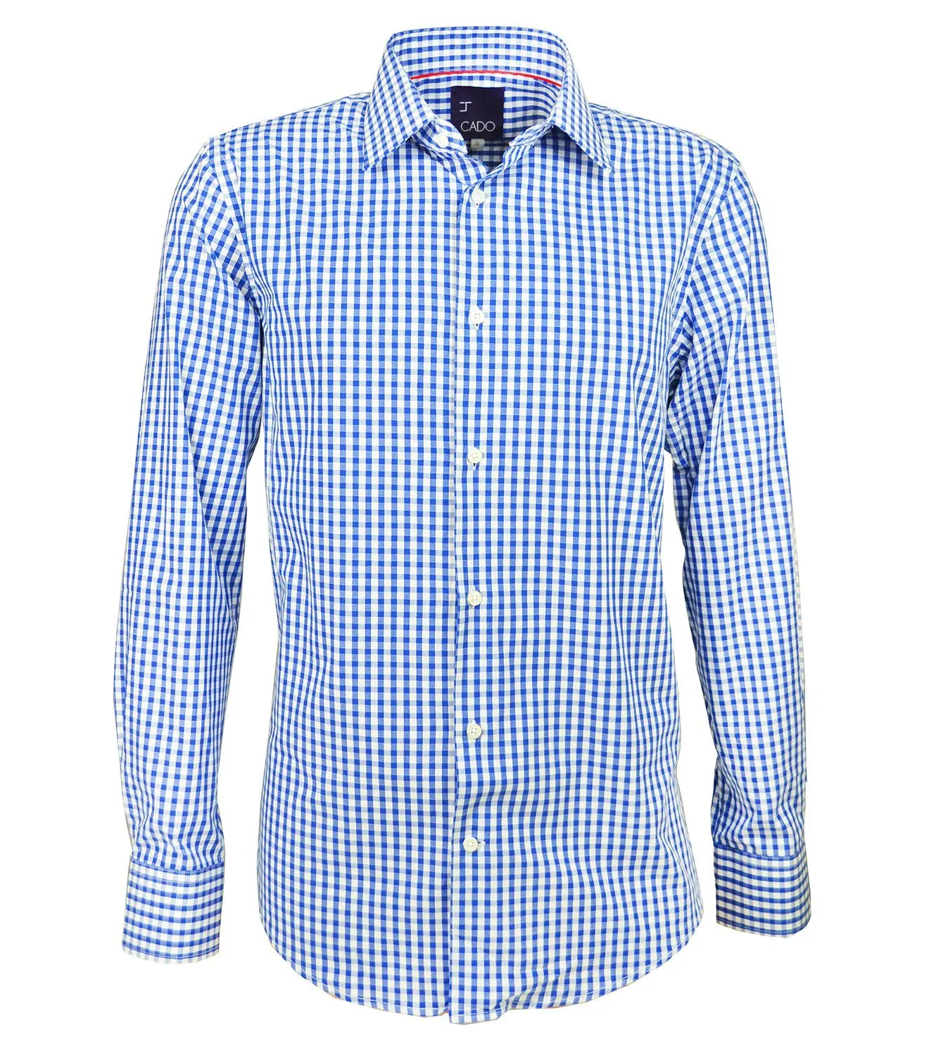 Blue Gingham Men's Dress Shirt by Cado